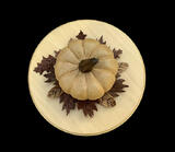 pumpkin with leaves wood carving