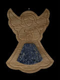 oak angel ornament with dumorteirite inlay