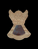 oak angel ornament with moss agate inlay