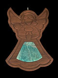 walnut angel ornament with amazonite inlay