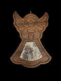 walnut angel ornament with bella vista plume agate inlay
