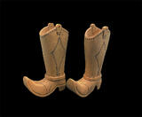 pair of cowboy boots carving