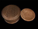 walnut box with birds eye maple lid and walnut finial