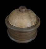 walnut box with birds eye maple lid and walnut finial