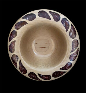 maple bowl with red epoxy and calcite inlay