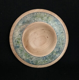 maple plate with calcite epoxy inlay