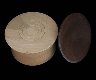 poplar box with ironwood lid and zebra wood finial