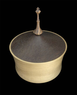 poplar box with ironwood lid and zebra wood finial