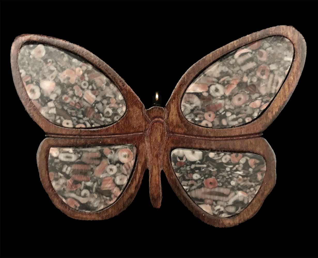 poplar butterfly stained brown with unakite wing insets